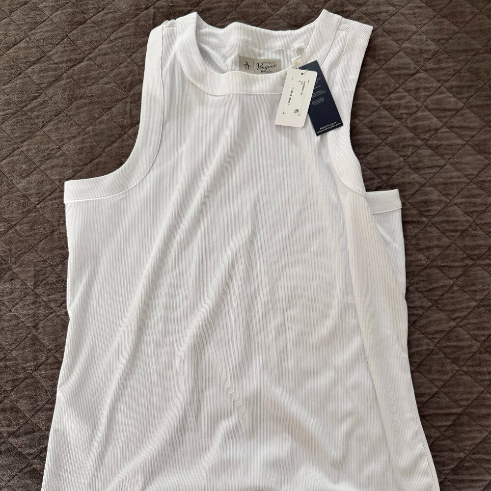 Original Penguin White Ribbed Tennis Tank